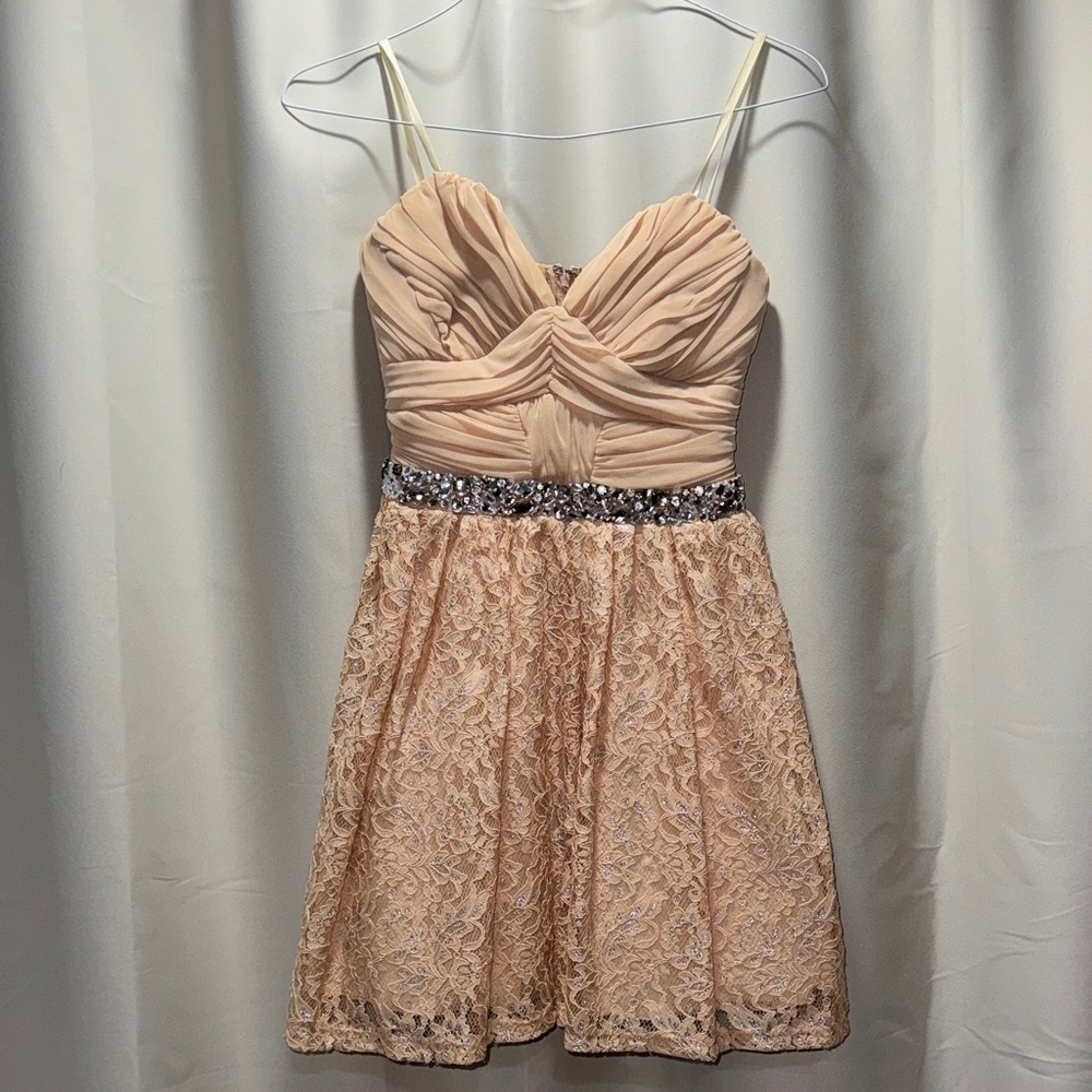 Blush Lace Mini Dress